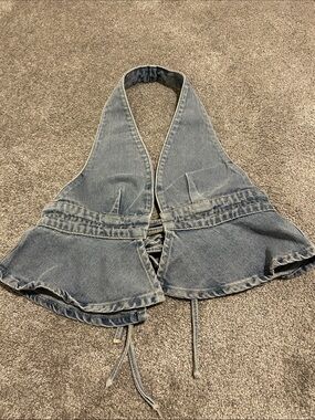 Light Blue Denim Halter Top